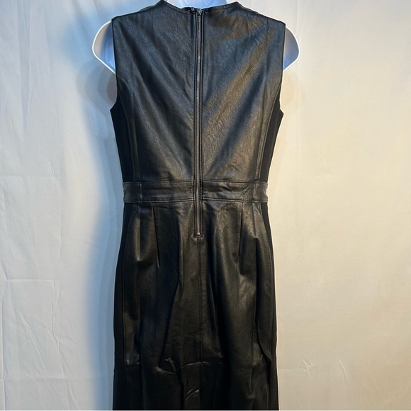 Spanx Faux Leather Combo Fitted Dress Knee Length Sophisticated Classy Size S - Picture 13 of 16